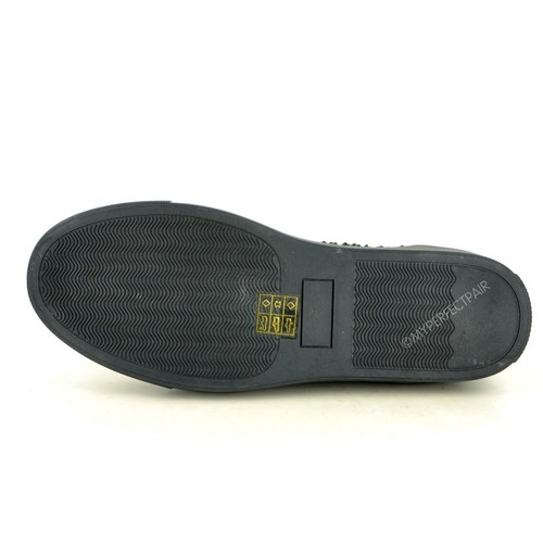 Herren Nieten Schnürer Freizeitschuhe Turnschuhe Schwarz Leder Gefüttert IN 7-12 - Picture 10 of 11