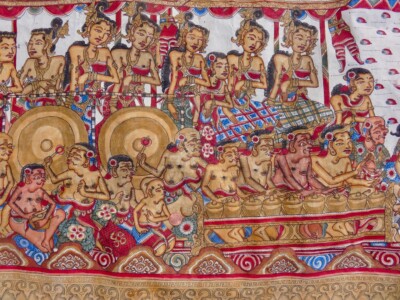 XXL 1970 Balinese Kamasan Textile HandPainted Traditional Malat Prince Panji