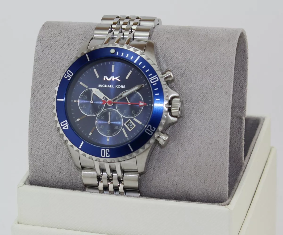 Womens Michael Kors Bradshaw Blue Steel Chronograph Watch MK6488