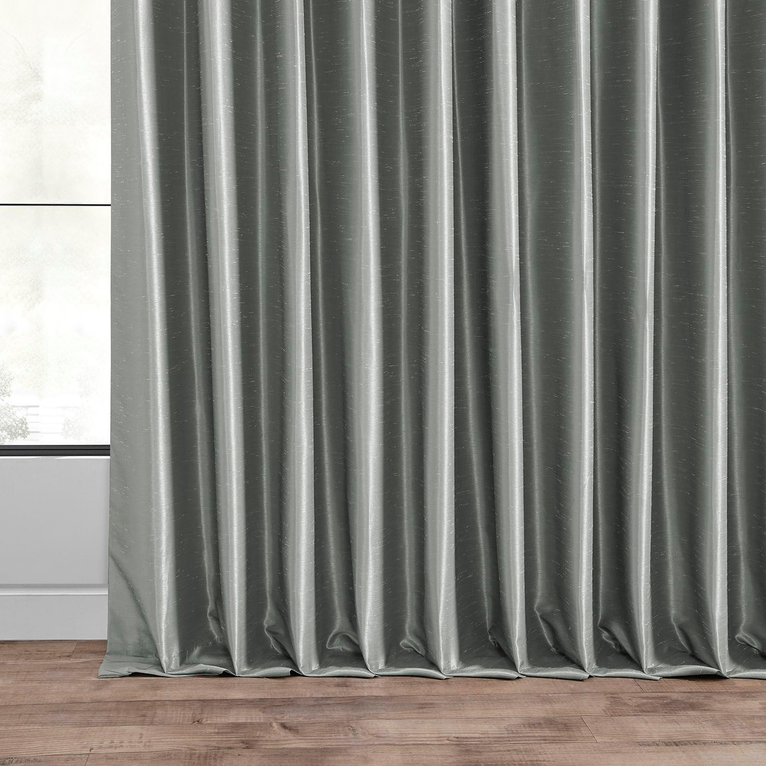 Extra Wide Faux Silk Blackout Curtains 108 Inches Long for Bedroom & Living Room