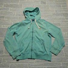 VINTAGE Polo Ralph Lauren Hoodie Womens L Green Full Zip Distressed