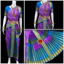 LAVENDER BLUE 40 inchs Pant Length Kuchipudi Dance Costume  Art silk
