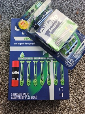 GILLETTE Sensor 3 Sensitive  7 Disposable 3-Blade Razors & Shave Foam + 4 Dispos