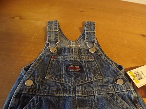NEW OshKosh B'Gosh BABY BLUE JEAN BIB OVERALL SHORTS 3-6 MOS NWT - Picture 2 of 8
