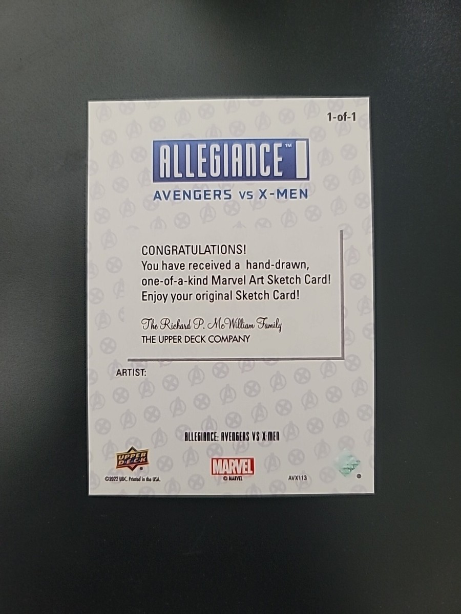 VERY RARE 2022 Upper Deck Marvel Allegiance AVX Blank AP Sketch