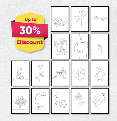One Line Prints Modern Wall Art Minimalist Design Fashion Stylish Poster