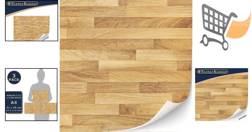 Suelo autoadhesivo para casa de muñecas madera de roble 3 hojas escala 1:12 hágalo usted mismo juguete decoración Foto 2 de 4