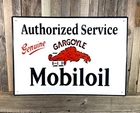Mobiloil Gas Oil Gasoline Large 20" Embossed Metal Steel Sign Garage Vintage New