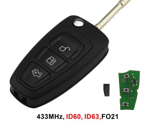 Fits For Ford Focus Mk1 433Mhz Chip 4D60 4D63 Complete Transponder Remote Key - Bild 1 von 5