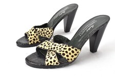 Donald J Pliner Couture Animal Print Open Toe Slip on Heels Sandals