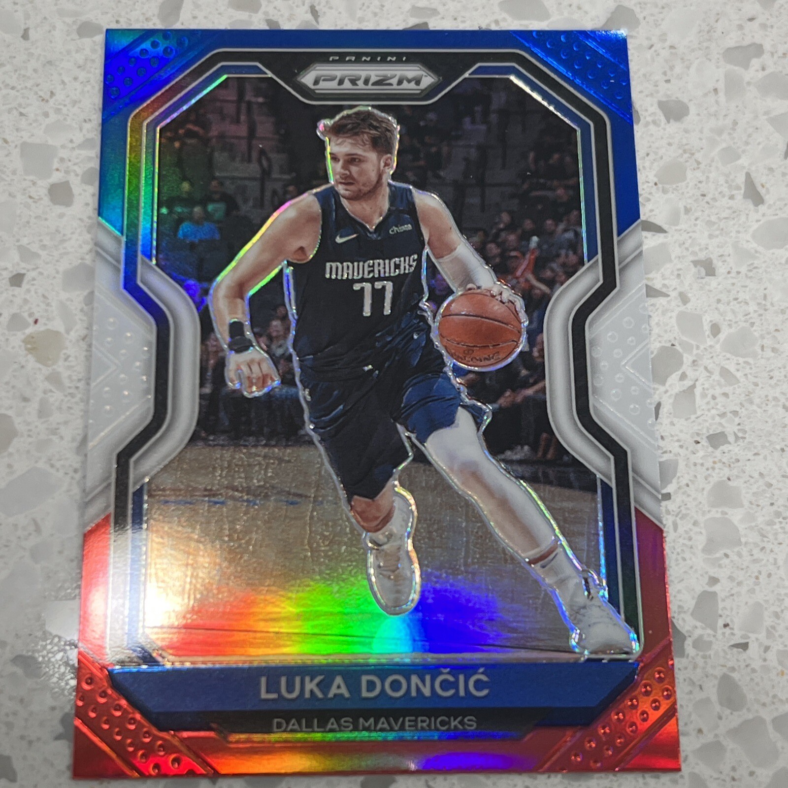2020-21 Panini Prizm Luka Doncic Red White & Blue Prizm #32 Dallas Mavericks