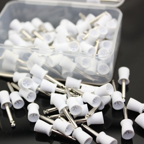 100 PCS Dental Latch Polisher Type Polishing Prophy Cup Tooth Bowl White Brushes - Picture 3 of 7