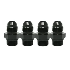 4Pcs ORB-6 O-ring Boss AN6 6AN to AN6 6AN Male Adapter Fitting Black
