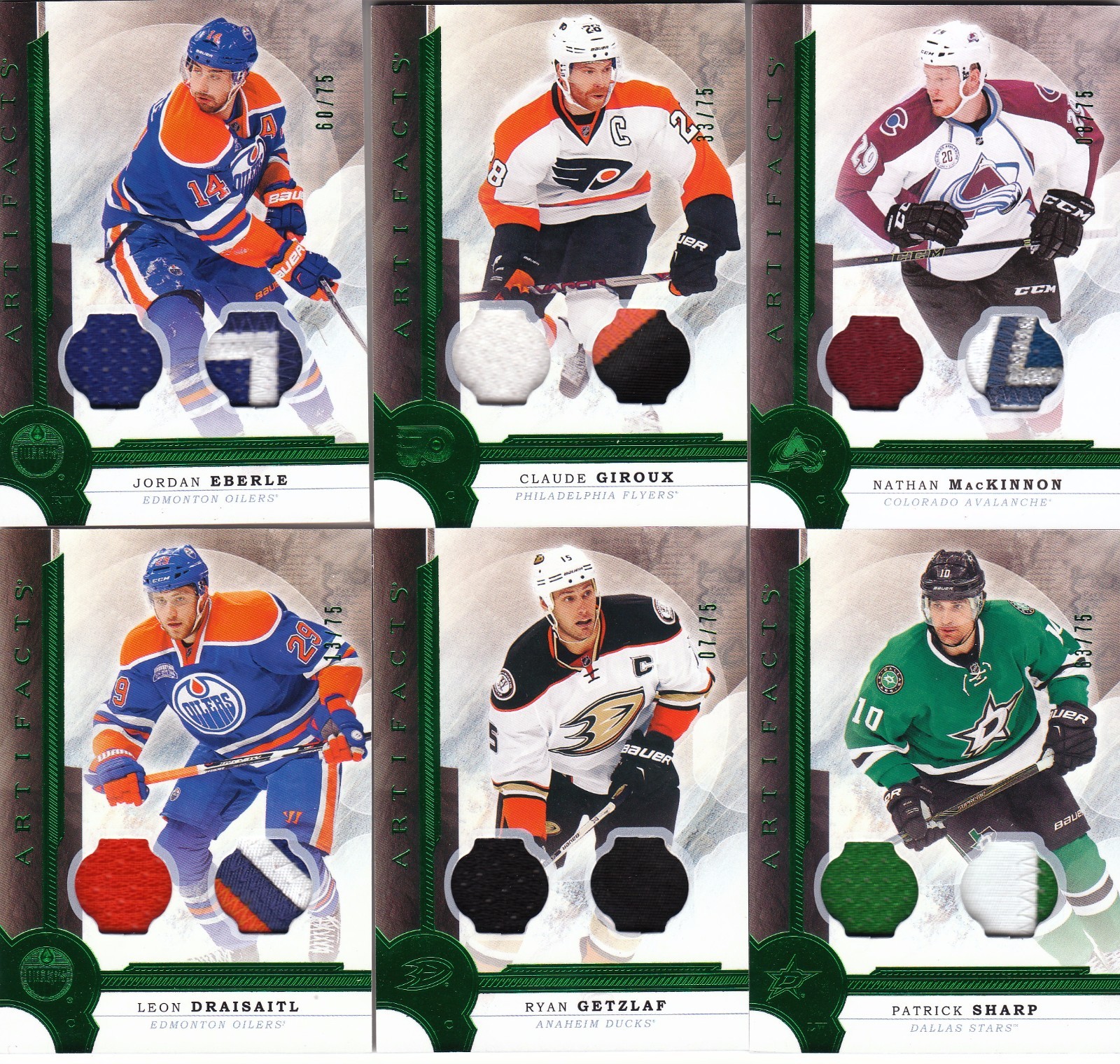 16/17 2016-17 Artifacts Emerald Jersey Patch Patrick Sharp #90 Stars /75