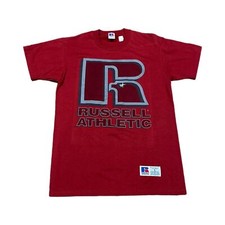 Vintage Russell Athletic Shirt Youth L Red Cotton Blend 90s Retro Kids