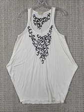 Twenty One Womens Tank Top Tunic Sz Small Embroidered 100% Rayon Bohemian
