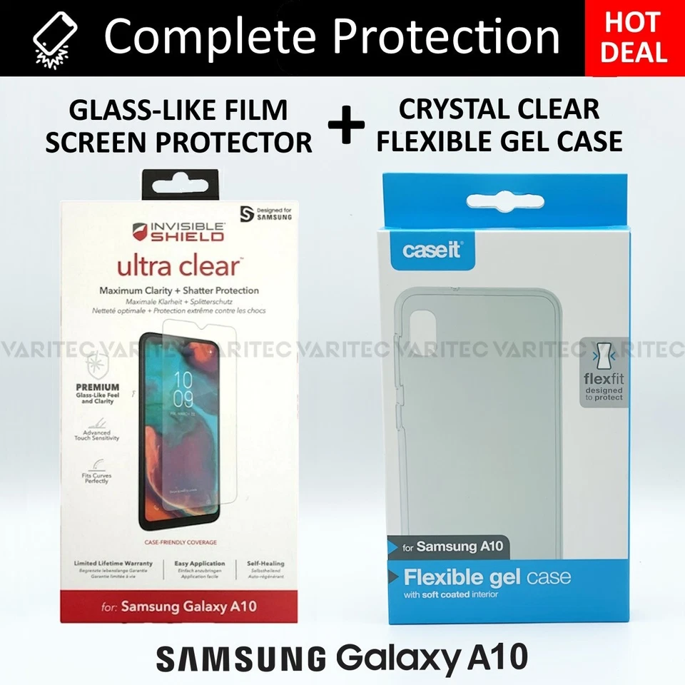 A10 Clear Silicone Case Cover + Zagg Film Screen Saver for Samsung Galaxy A10 - Image 2 of 4