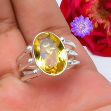 Yellow Citrine Gemstone 925 Sterling Silver Ring Handmade Jewelry Ring For Gift