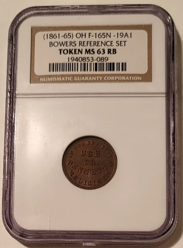Civil War Token (1861-65) Cincinnati OH Dr Bennett's F-165N-19a1 R9 MS63 RB NGC