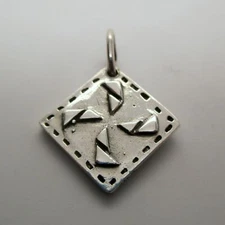 Sterling Silver QUILT BLOCK Quilting Jewelry SEE SAW Charm for Bracelet PENDANT