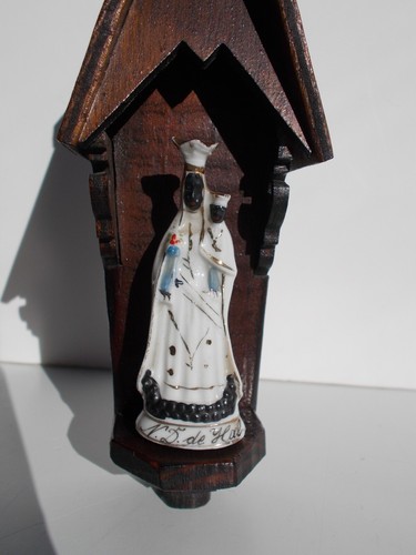 Antique rare small Black Madonna Notre Dame de Hal statue figurine in Chapel - Picture 17 of 22