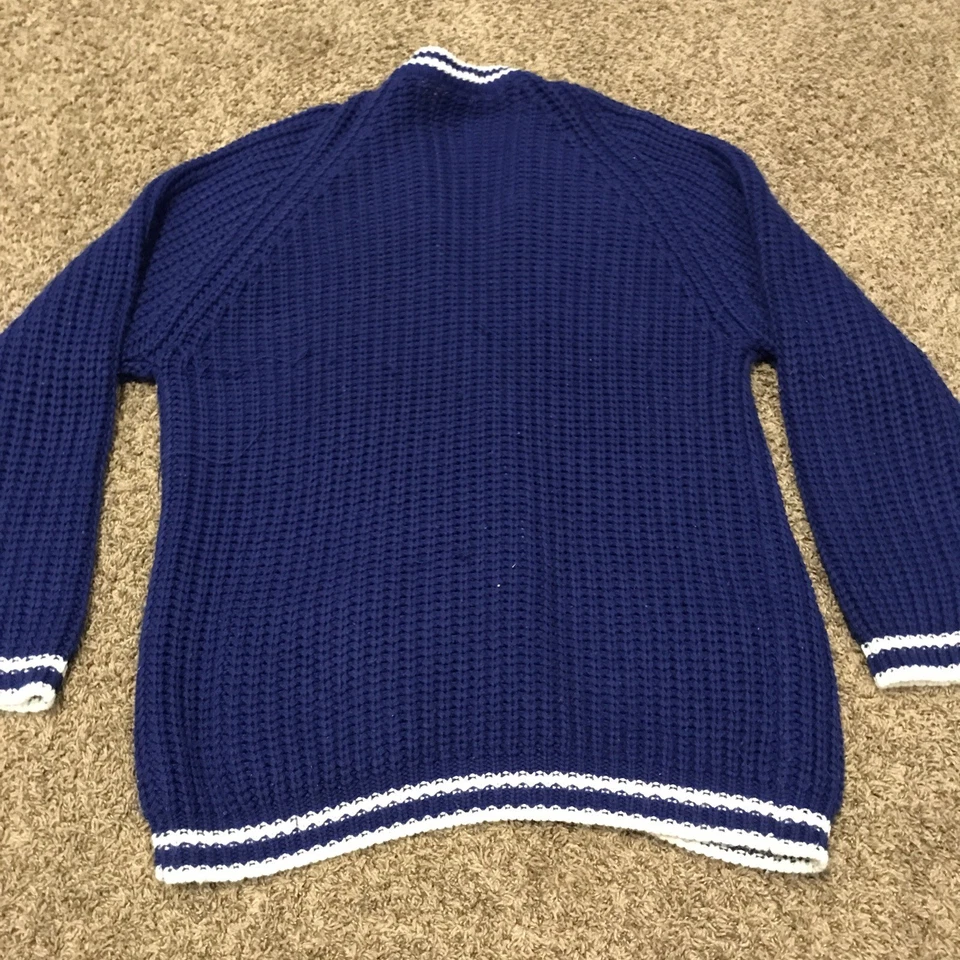 Cárdigan Suéter Extra Touch Vintage Mujer 22w Acrílico Azul Blanco A21 Foto 3 de 4