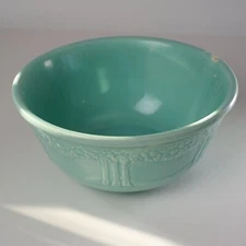 HOMER LAUGHLIN Aqua Blue Apple or Orange Tree Large 9.75" Mixing Bowl 1930s