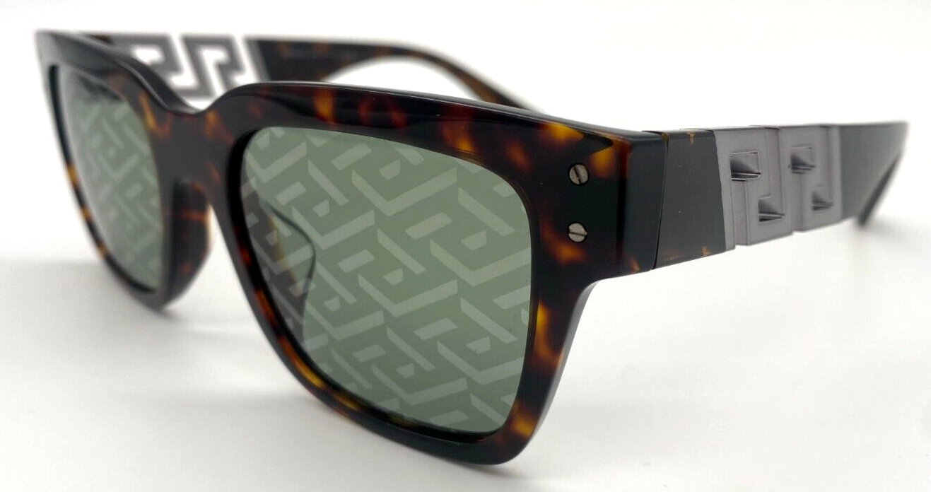 Versace MOD 4421-F Dark Grey Monogram Blue Square Mens Sunglasses 52mm-image