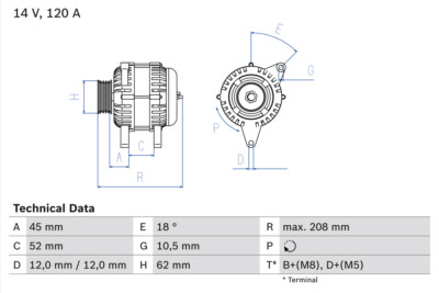 Bosch 0 986 049 400 Alternator for Alfa Romeo, Fiat, Lancia
