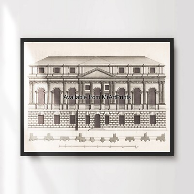 Architektur Illustration Diagramm Vintage Gebäude Kunstdruck Poster Bild XXL