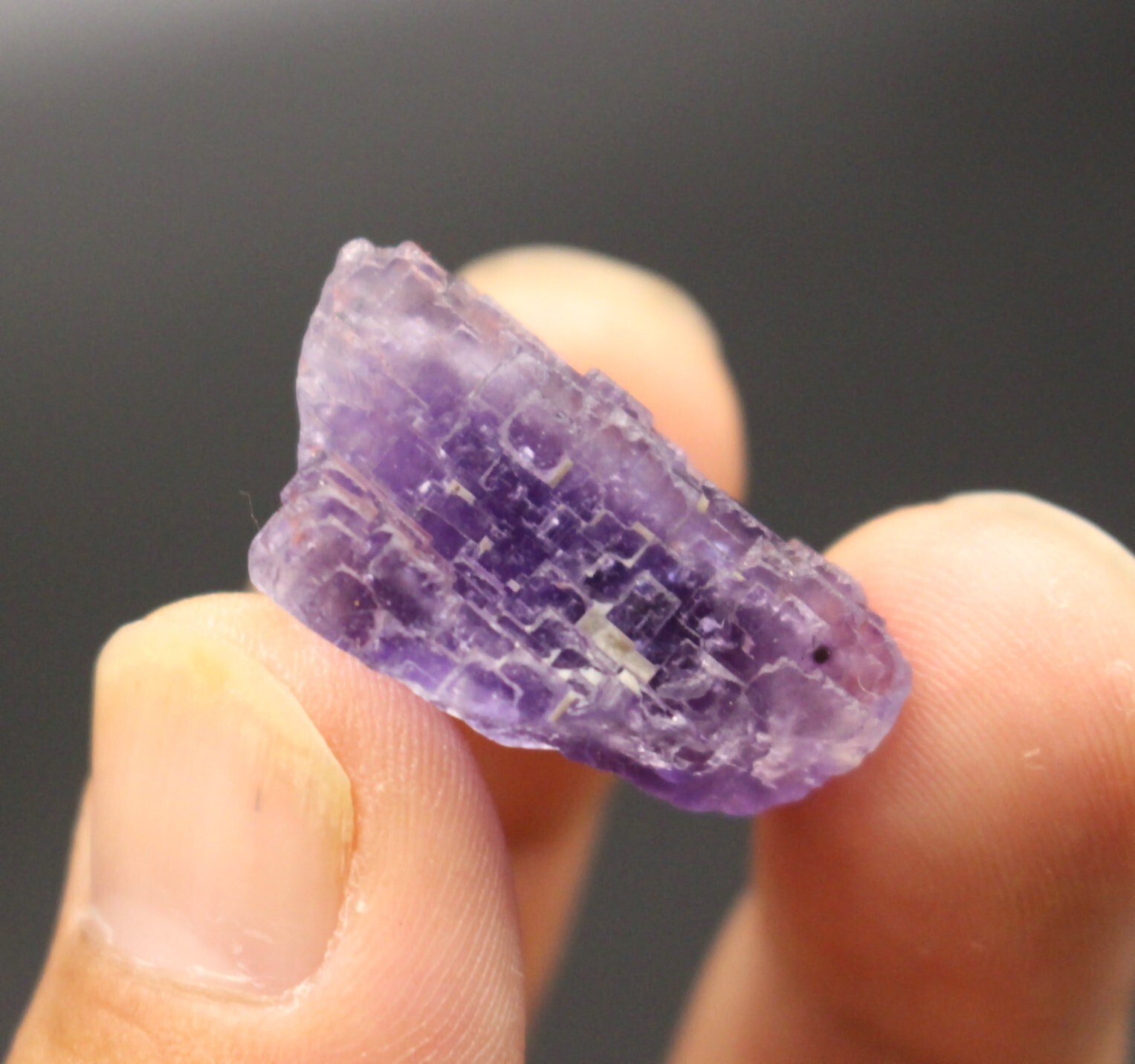 9.9g rare purple stepped fluorite specimen from China natural discovery