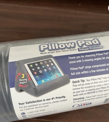 Pillow Pad Multi-Angle Soft Tablet Stand 3 Views Gray Deluxe Premium On TV NEW