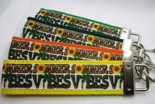 Summer Vibes Ribbon on Strong Webbing Key Fob, Keychain, Wristlet Sun Flowers 