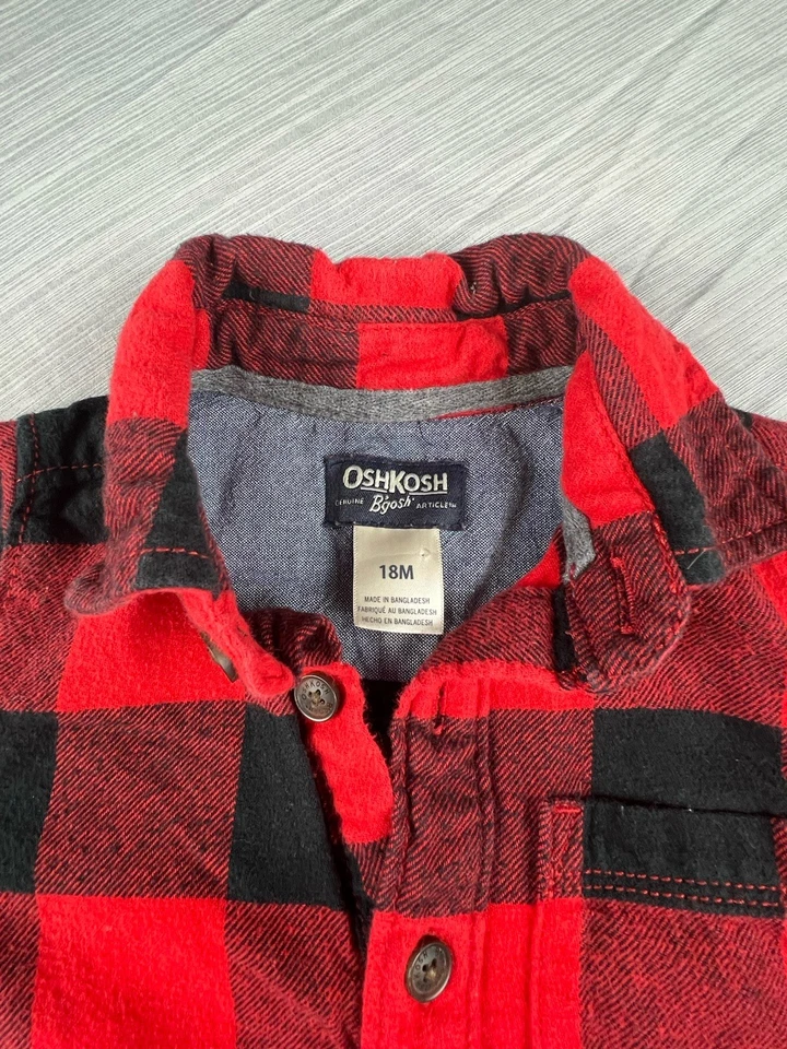 Mono Oshkosh B’Gosh Rojo Y Negro Búfalo Cuadros Una Pieza Bebé Niño Talla 18M Foto 3 de 4