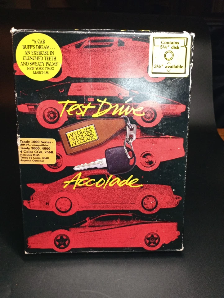 Accolade Test Drive 1987 Vintage IBM PC/XT/AT Tandy Series Racing Game Set Box - Image 2 of 4