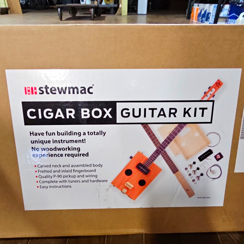 StewMac Cigar Box Guitar Kit 3-String Cigar Box Guitar Brown Body