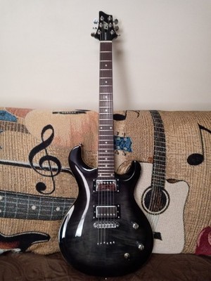 iYV  Electric Guitar IP-350 TBK Solid Body Trans Black W/ Gig Bag