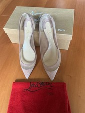 CHRISTIAN LOUBOUTINBeige Suede/Mesh Galativi Flats Size 39