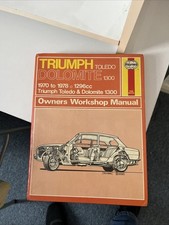 Haynes Triumph Toledo & Dolomite 1300 Owners Workshop Manual 1970 to 1978 1296cc