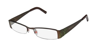 NEW KAREN MILLEN KM0087 EYEGLASS FRAME 2 METAL HALF-RIM BROWLINE BROWN 49-17-135