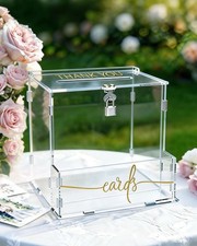 Wedding Card Box, Clear Acrylic Card Box for Wedding, Large Keepsake Holder w...