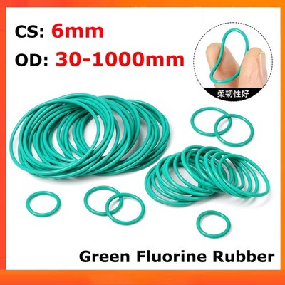 FKM O-Ringe Dichtring Dichtung Schnurstärke 6mm Außen 30-1000mm Gummiring Grün