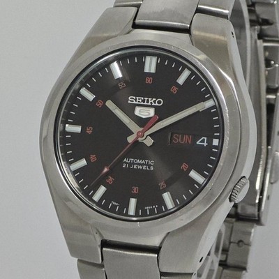 Authentic Operational Rare Seiko 5 7S26 02F0 automatic black red hands transpare