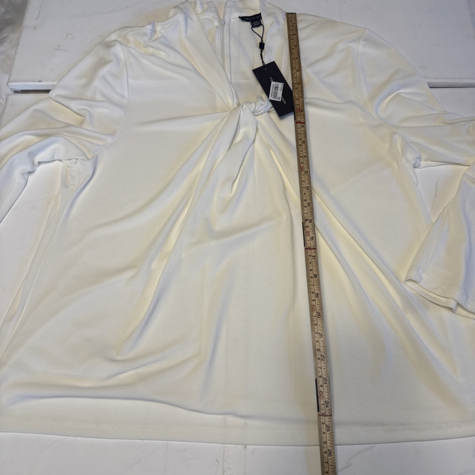 Tommy Hilfiger Women’s XXL Ivory Twisted V-Neck Blouse Soft Stretch Top thumbnail 8