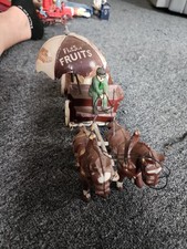 Vintage Cast Iron Horse Drawn Wagon Cart W/Horses