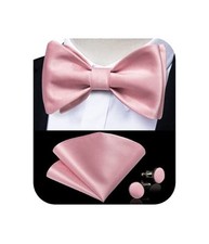 Bow Ties for Men Self Tie Bow Tie and Pocket Square Set Adjustable Blush Pink