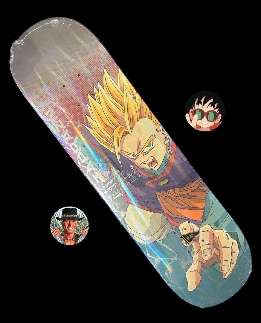 RARE Primitive x Dragon Ball Z Gohan Power-Up Holo Skateboard Deck