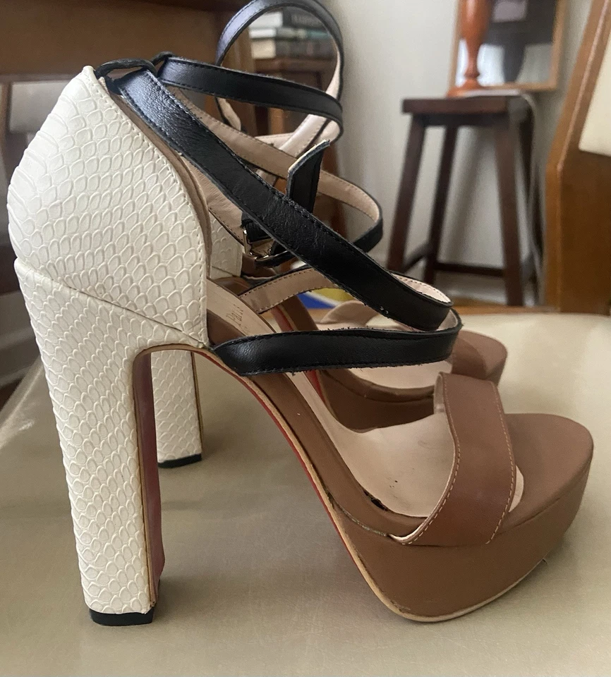 CHRISTIAN LOUBOUTIN Plataforma Bloque de Color Correa de Tobillo Tacones 37 Foto 2 de 4