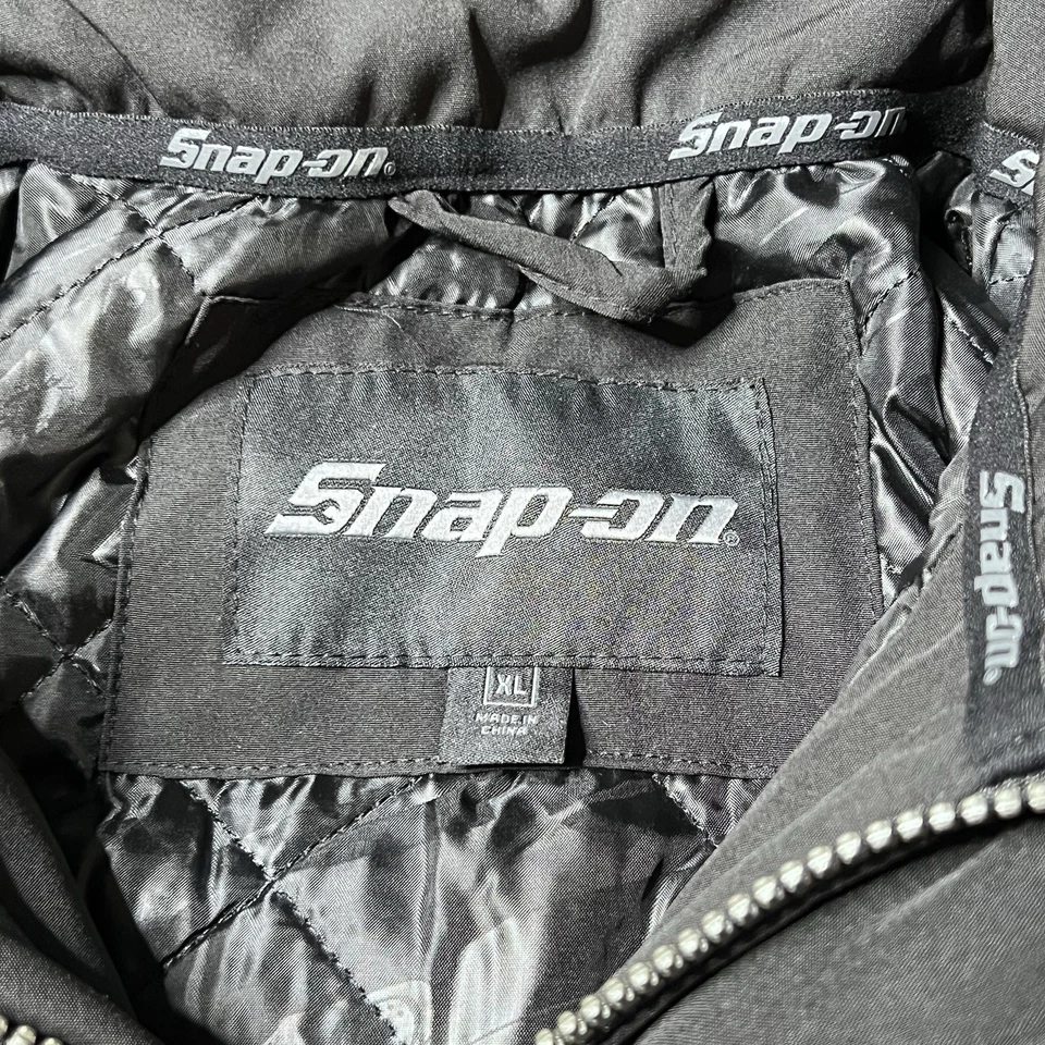 Chaqueta con Capucha Snap On Tools Para Hombre XL Negra Forrada de Vellón Cremallera Botón Abrigo Foto 3 de 4
