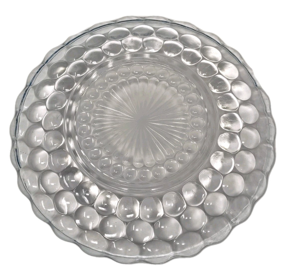 Anchor Hocking Sapphire Blue Bubble Glass Plate Set 6 Bread Salad Dessert 6.5"D